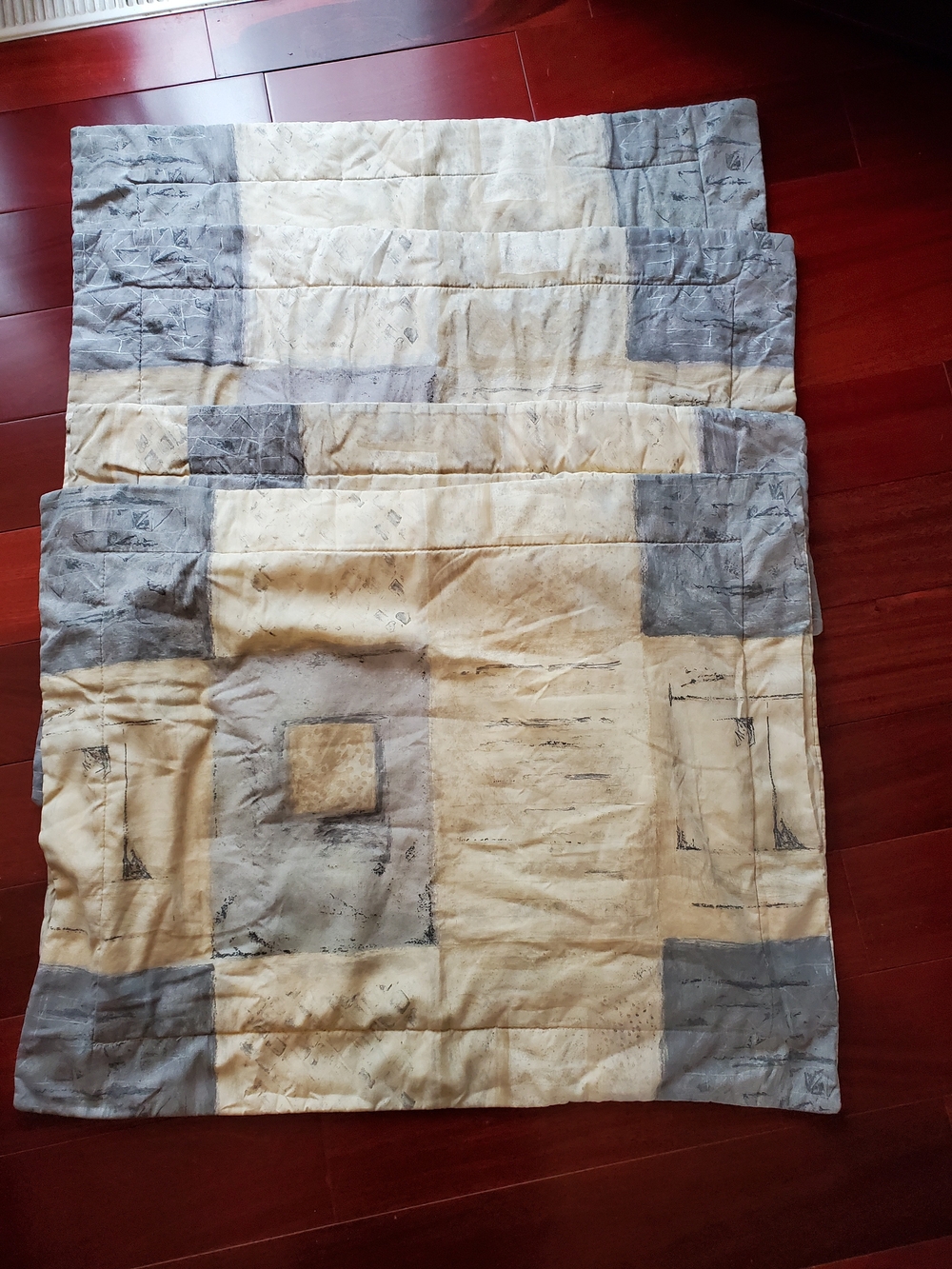 Vintage Croscill Cream and Gray Geometric Set Of Pillow Cases
